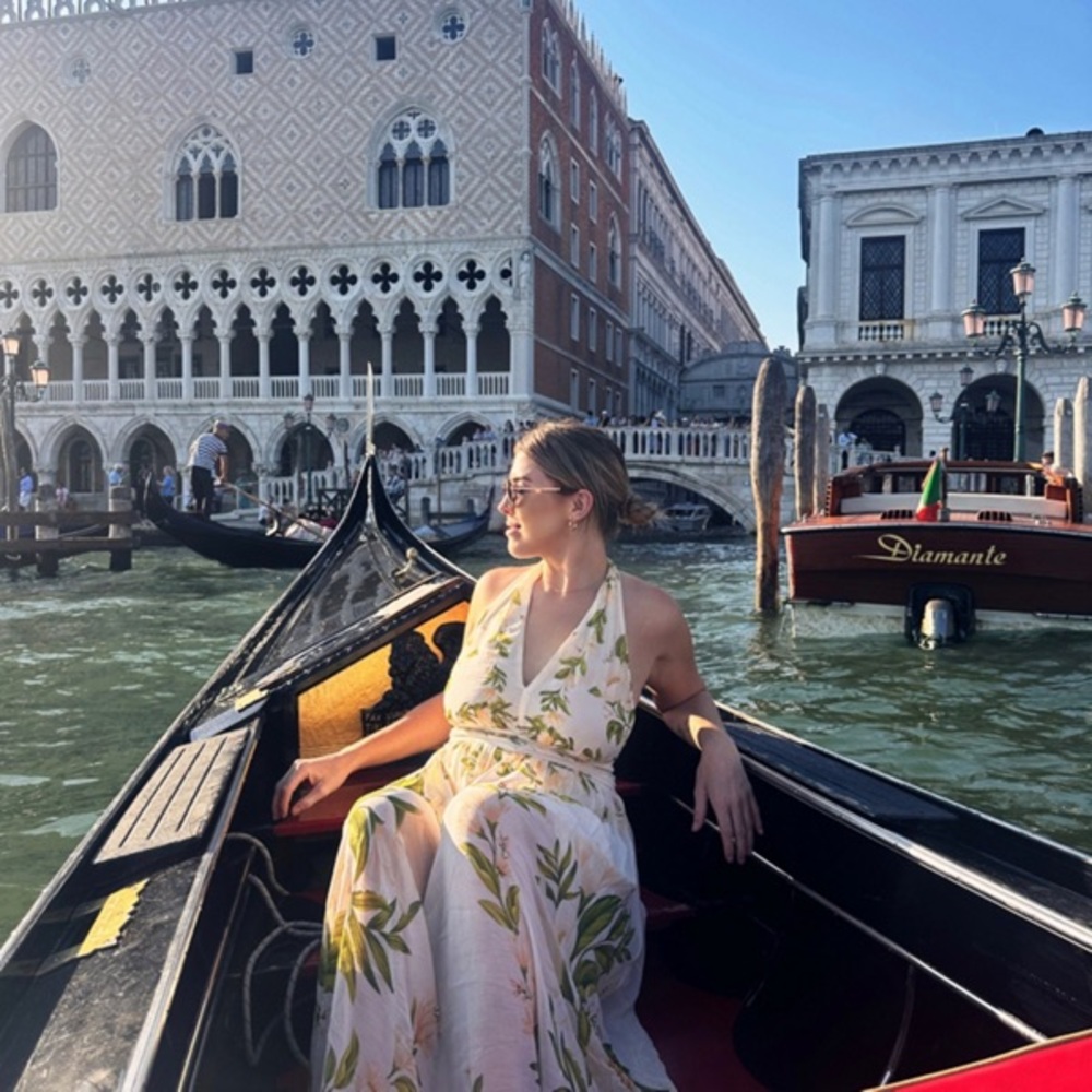 Farm Rio V-Neck Floral Chiffon Maxi Dress